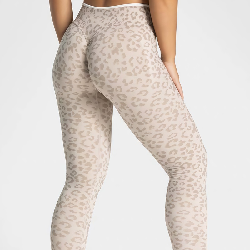 Pilates Yoga Legging - Leggings Esportivas com Estampa de Leopardo