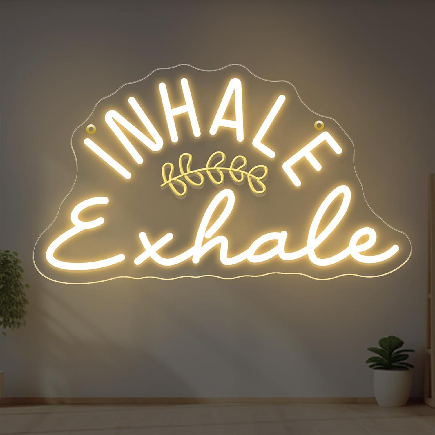 Letreiro Neon Inhale Exhale co - Pilates Yoga Wellness avaliação e preço