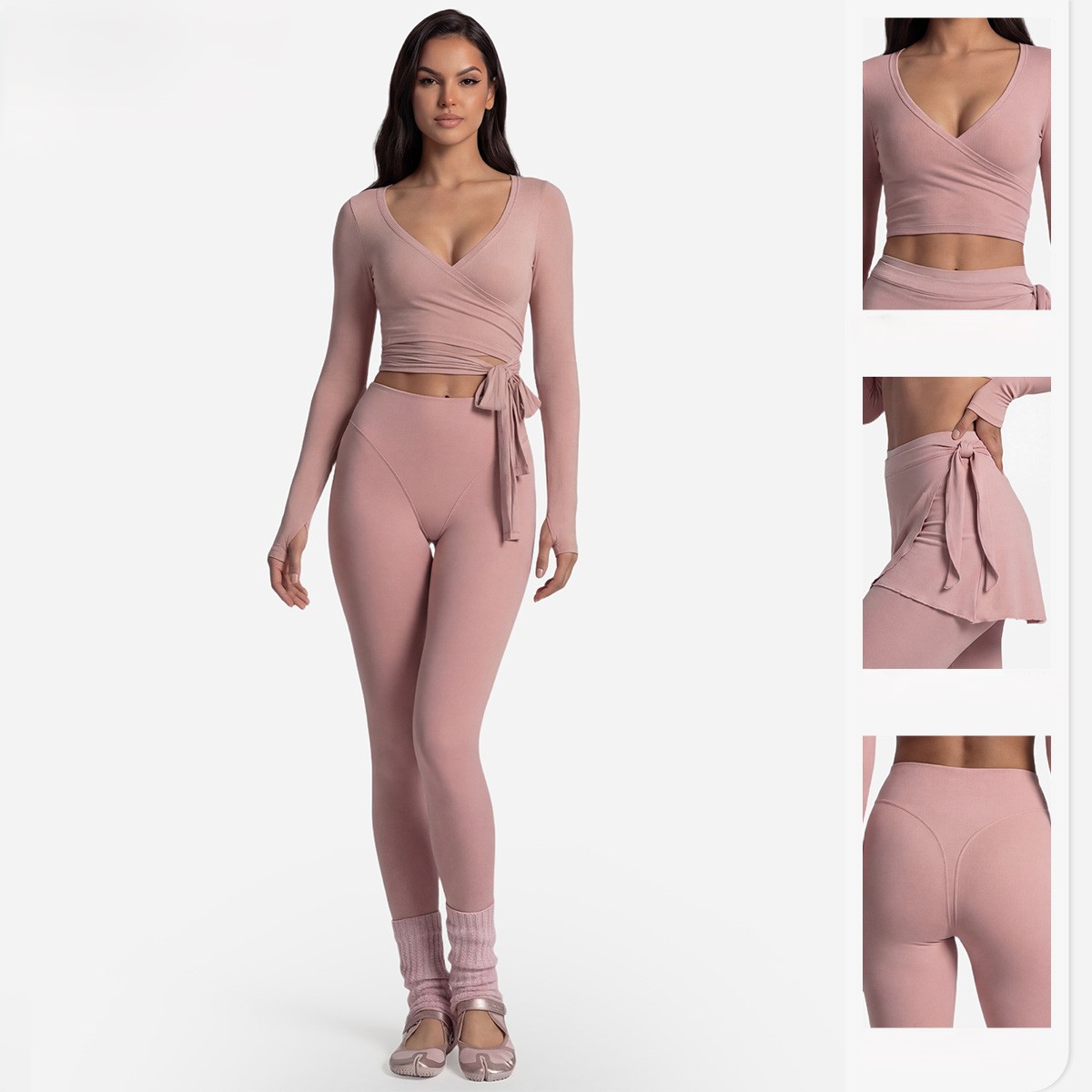 Top de Yoga de Manga Longa com - Pilates Yoga Wrap Top avaliação e preço