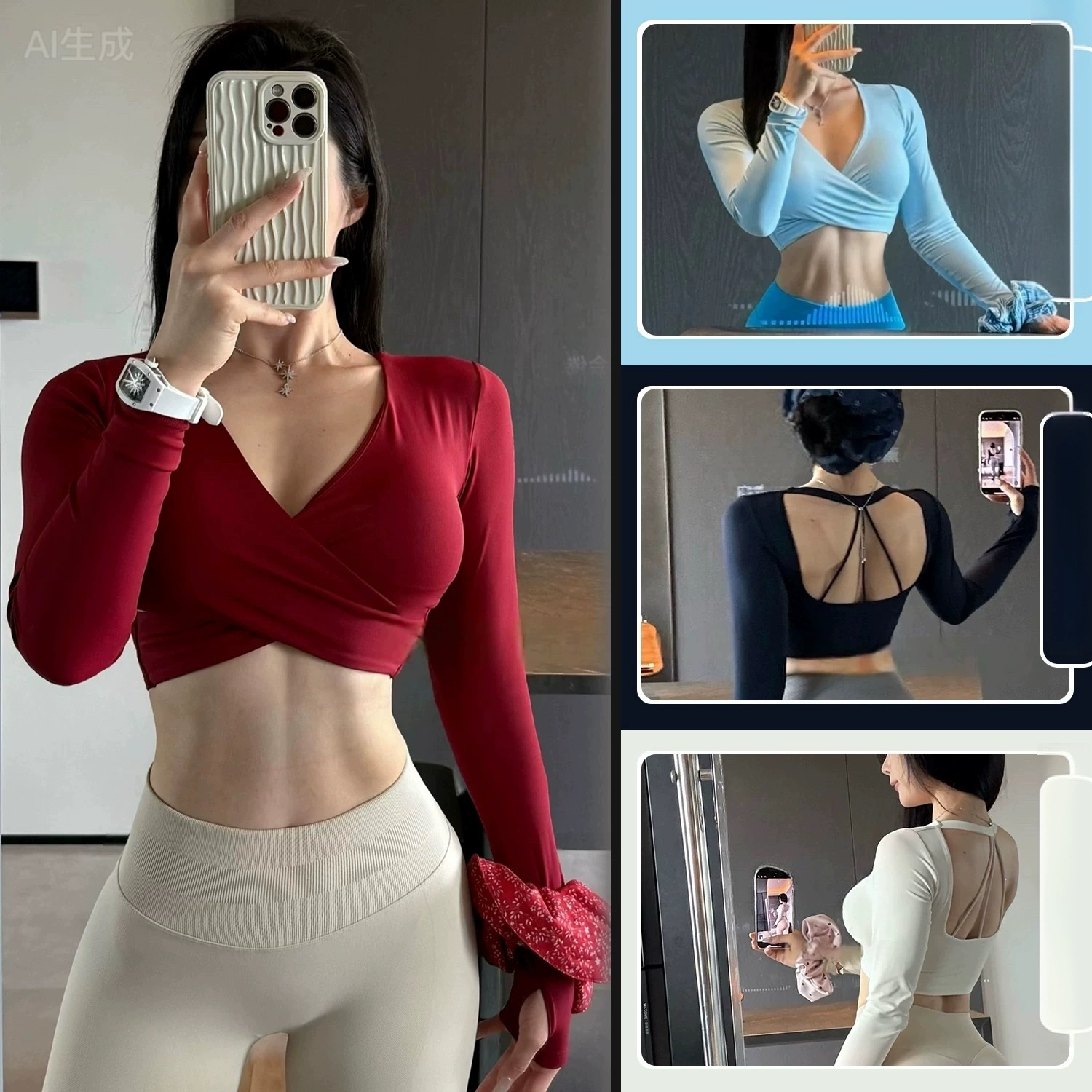 Camisa de Manga Longa para Yog - Pilates Yoga Wrap Top avaliação e preço